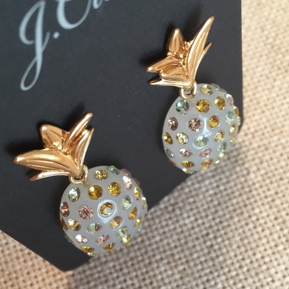 J. Crew Sparkle Pineapple Earrings Frosted Citrus - Picture 7 of 8